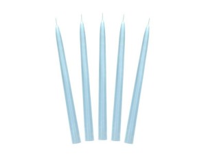 ŚWIECA STOŻKOWA MATOWA BŁĘKITNA 24CM 10SZT