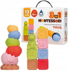 KLOCKI SENSORYCZNE ZESTAW MONTESSORI 13SZT, TULLO