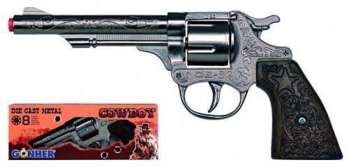 Metalowy rewolwer kowbojski 8 naboi, Gonher