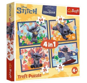 PUZZLE 4W1 LILO&STITCH WAKACJE NA HAWAJACH TREFL