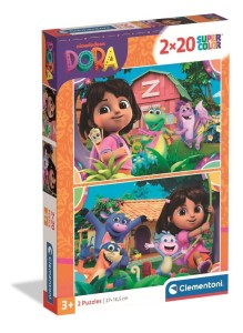 PUZZLE 2X20 SUPER KOLOR DORA, CLEMENTONI