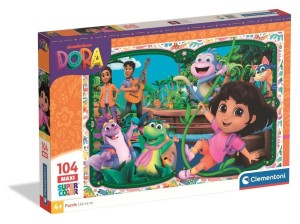 PUZZLE 104 MAXI SUPER KOLOR DORA, CLEMENTONI