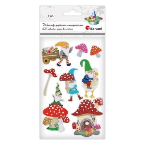DEKORACJE SAMOPRZYLEPNE PAPIEROWE 3D KRASNALE 8SZT