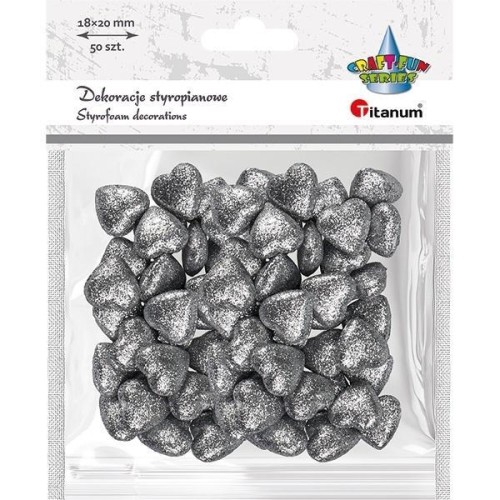 Styropianowe serca 19x19mm srebrne 50szt