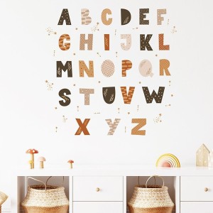 NAKLEJKI NA ŚCIANĘ DO POKOJU DZIECKA ALFABET BOHO