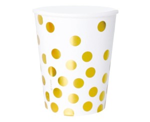 KUBECZKI PAP. BIAŁE GROSZKI ZŁOTE 250ML 6SZT