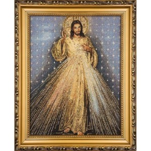 OBRAZ HAFTOWANY JEZUS MIŁOSIERNY 22X27,5CM