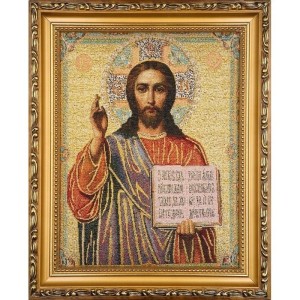 OBRAZ HAFTOWANY JEZUS PANTOKRATOR 27,5X22CM