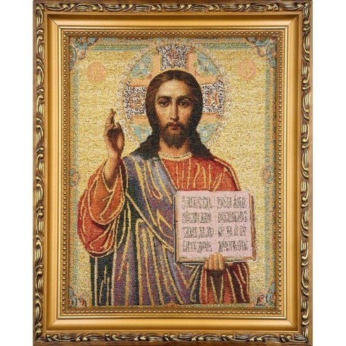 Obraz Haftowany Jezus Pantokrator 27,5x22cm