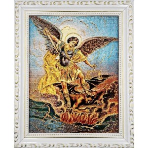 OBRAZ HAFTOWANY ŚW. MICHAŁ ARCHANIOŁ 22X27,5CM