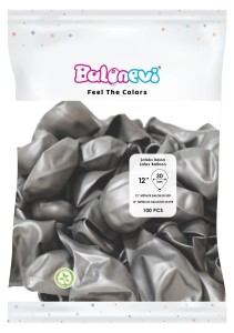 BALONY LATEKSOWE METALLIC SREBRNE 25CM 100SZT