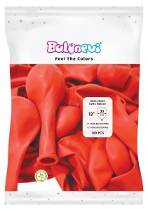 BALONY LATEKSOWE PASTEL CZERWONY 30CM 100SZT