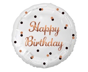 BALON FOLIOWY B&C HAPPY BIRTHDAY BIAŁY 36CM
