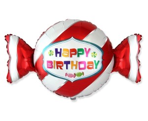 BALON FOLIOWY SŁODKI CUKIEREK CZERWONY 60CM