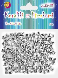 KORALIKI PLASTIKOWE Z LITERKAMI 6X6MM 25G, ALIGA