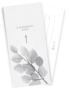 KOPERTA UPOMINKOWA Z KARTKĄ Z WYRAZAMI ŻALU