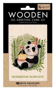 KARNET DREWNIANY C6 + KOPERTA PANDA Z TORTEM
