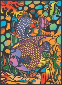 KOLOROWANKA WELWETOWA 47X35CM RYBY, COLORVELVET