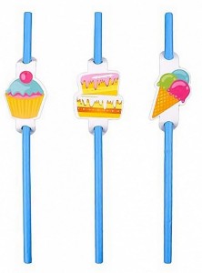 SŁOMKI NIEBIESKIE 20CM 6SZT PARTY GO
