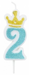 ŚWIECZKA 2 NIEBIESKA 6,8CM PARTY GO