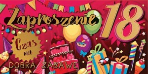 ZAPROSZENIE NA 18 URODZINY Z166 (5SZT)