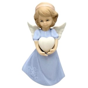 FIGURKA ANIOŁEK PORCELANOWY NIEBIESKI 14CM