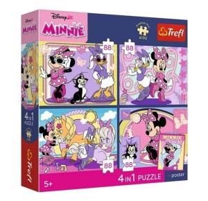 PUZZLE 4W1 DISNEY MINNIE + PLAKAT TREFL, TREFL