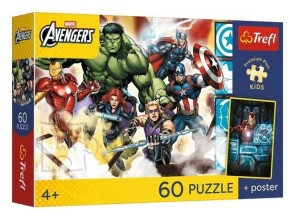 PUZZLE 60 AVENGERS + PLAKAT TREFL, TREFL