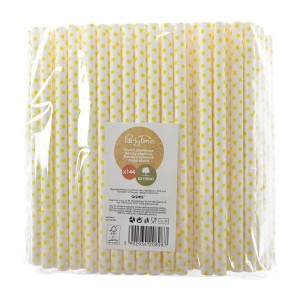 SŁOMKI PAPIEROWE JUMBO 10MM ŻÓŁTE 144SZT