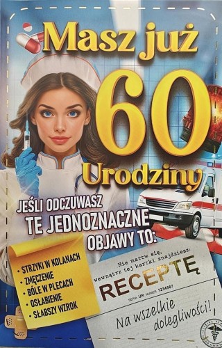 Karnet Urodzinowy męski z receptą 60