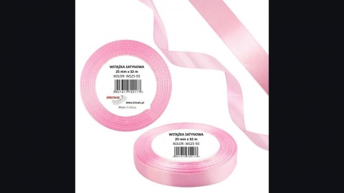 Wstążka satynowa 25mm/32m baby pink