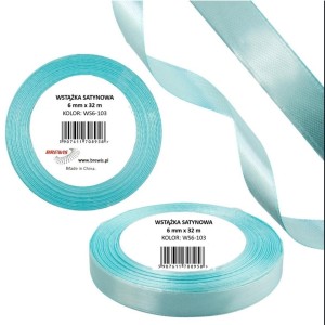 WSTĄŻKA SATYNOWA 6MM/32M BABY BLUE