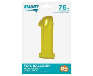 BALON FOLIOWY CYFRA 1 ZŁOTA SMART 76CM
