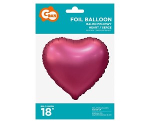 BALON FOLIOWY SERCE RÓŻOWE MATOWE 45CM