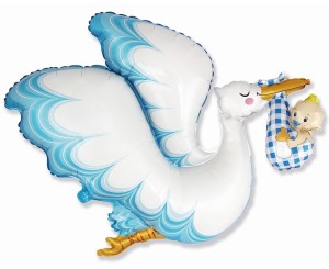BALON FOLIOWY FX BOCIAN BABY BOY, PAKOWANY 60CM