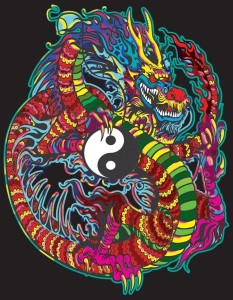 KOLOROWANKA WELWETOWA 47X35 SMOK YINYANG