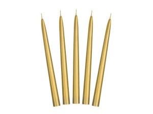 ŚWIECA STOŻKOWA ZŁOTA 24CM 10SZT