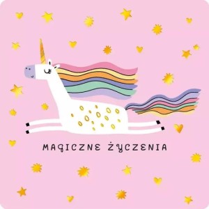 KARNET JEDNOSTRONNY JEDNOROŻEC W LOCIE