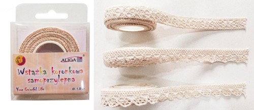 Wstążka bawełniana koronkowa samoprzylepna