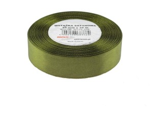 WSTĄŻKA SATYNOWA OLIWKOWA 25MMX32M