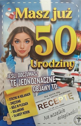 Karnet Urodzinowy męski z receptą 50