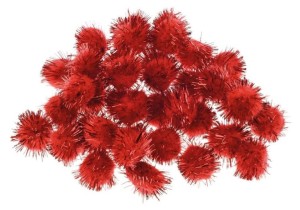POMPONY METALICZNE CZERWONE 2CM