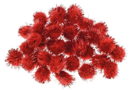 Pompony metaliczne czerwone 2cm