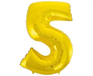 BALON FOLIOWY B&C CYFRA 5 ZŁOTA 92CM