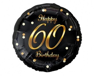 BALON FOLIOWY B&C HAPPY 60 BIRTHDAY CZARNO-ZŁOTY