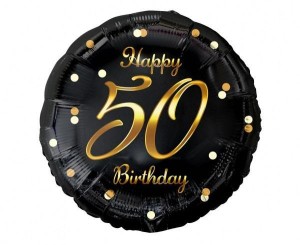 BALON FOLIOWY B&C HAPPY 50 BIRTHDAY CZARNO-ZŁOTY