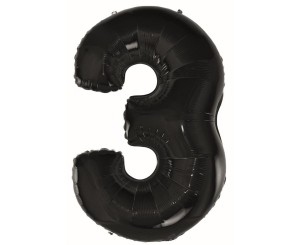 BALON FOLIOWY B&C CYFRA 3 CZARNA 92CM