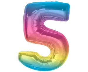 BALON FOLIOWY CYFRA 5 TĘCZOWA SMART 92CM
