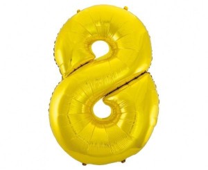 BALON FOLIOWY B&C CYFRA 8 ZŁOTA 92CM