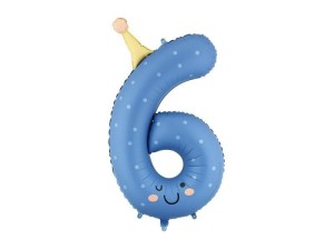 BALON FOLIOWY CYFRA 6 NIEBIESKI 86CM